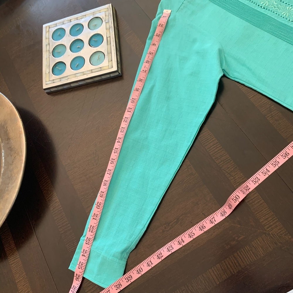 𝅺Guayabera Shirt Long Sleeve 100% Linen Teal NWOT - Picture 13 of 13